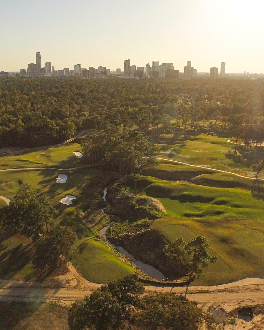 Golf course with Houston skyline in the background